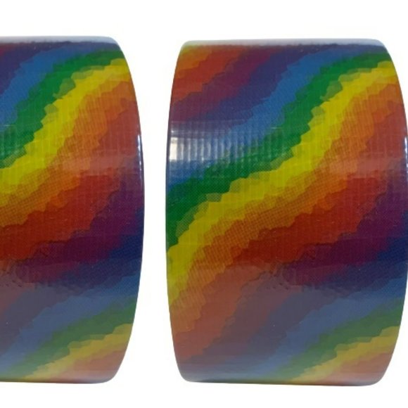 Rainbow Duck Tape 2 Rolls Pride Multi-color Wave Craft Tape - Picture 8 of 13